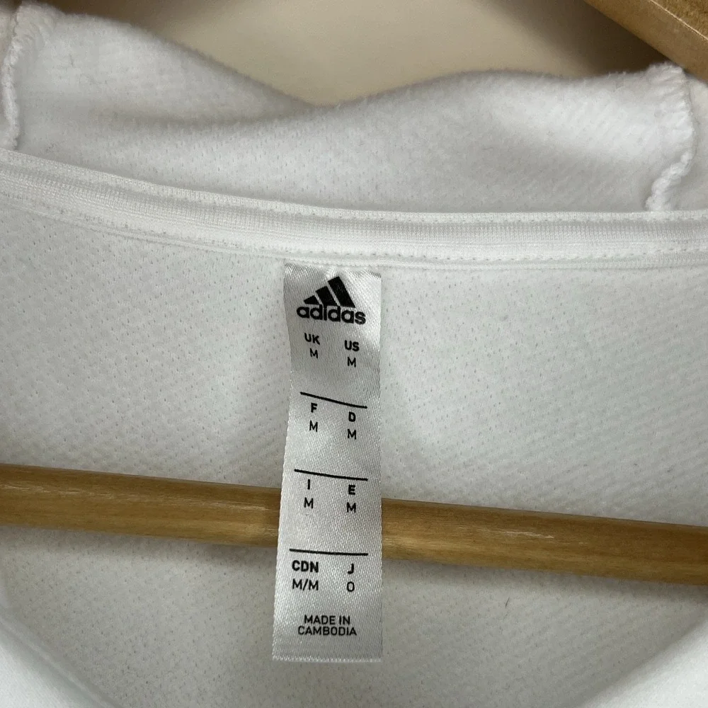 adidas AEROREADY Men's Pullover Hoodie Graphic Logo Size M White Polyester
